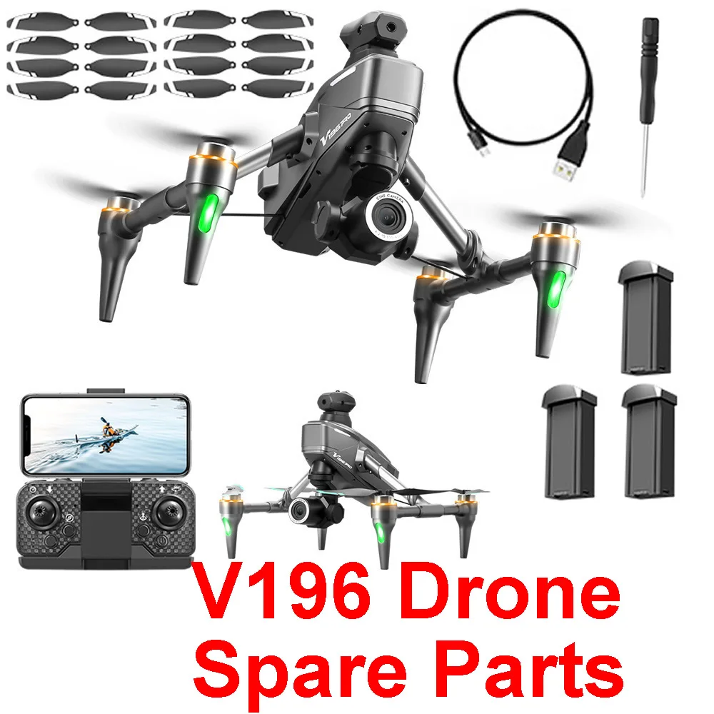 Moteur sans balais pour Drone pliable V196, pièces de rechange pour quadrirotor RC, batterie/fil de chargement/accessoires de lame/sac de rangement/tournevis/contrôle