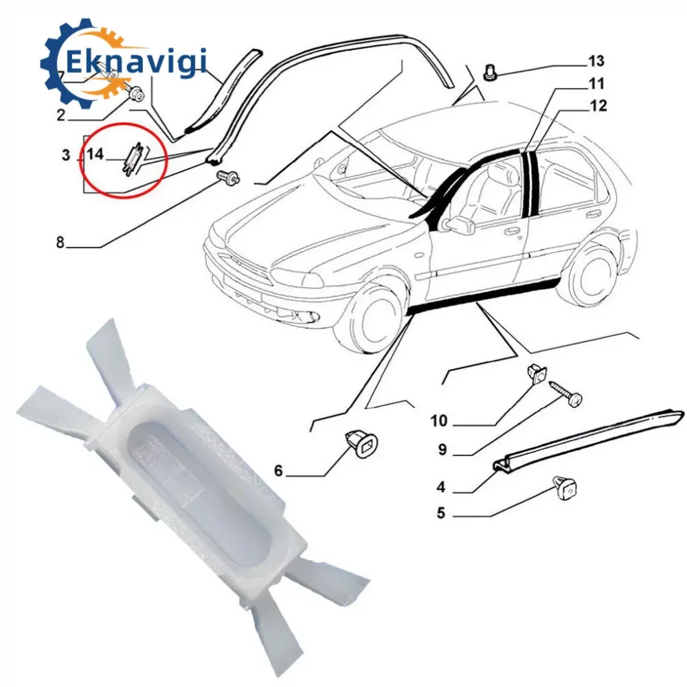 30pcs OE#7078732 7701408860 For Fiat Strada & Palio Door Seal Clips- Fasteners for Rubber Gasket Car Decoration Strip Clip