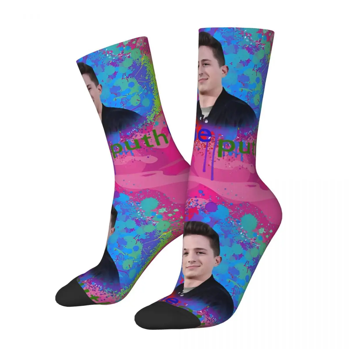 Retro Logo Men's compression Socks Unisex C-Charlie Puth Street Style Pattern Printed Novelty Crew Sock