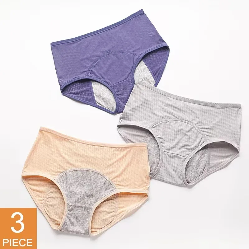 

3pcs/Set Leak Proof Physiological Underwear Women Period Underwear Sexy Pants Plus Size Waterproof Briefs Menstrual Panties