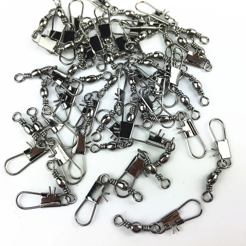 10pcs 4/6/8/10 Squid Jig Lure Swivels Fishing Bearing Rolling Swivel Solid Ring Fishing Connector fishing Accessories