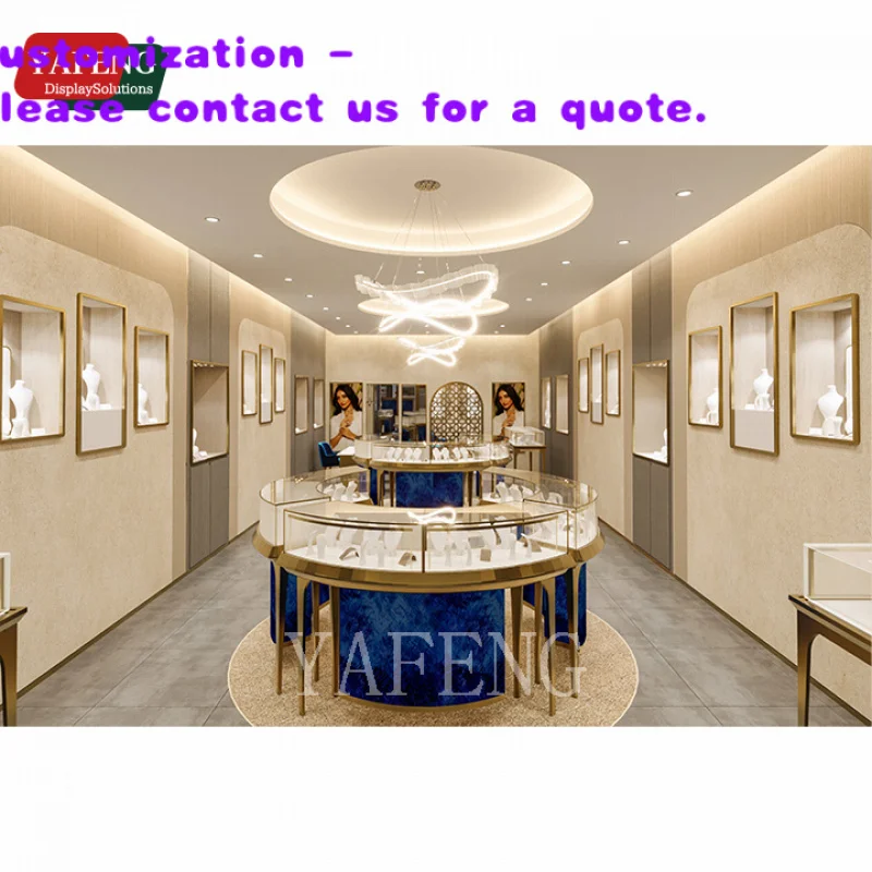 

custom.Luxury Customized Glass Jewelry Counter Plated Store Showcase Display with LED Lighting Shopping Mall Jewelry