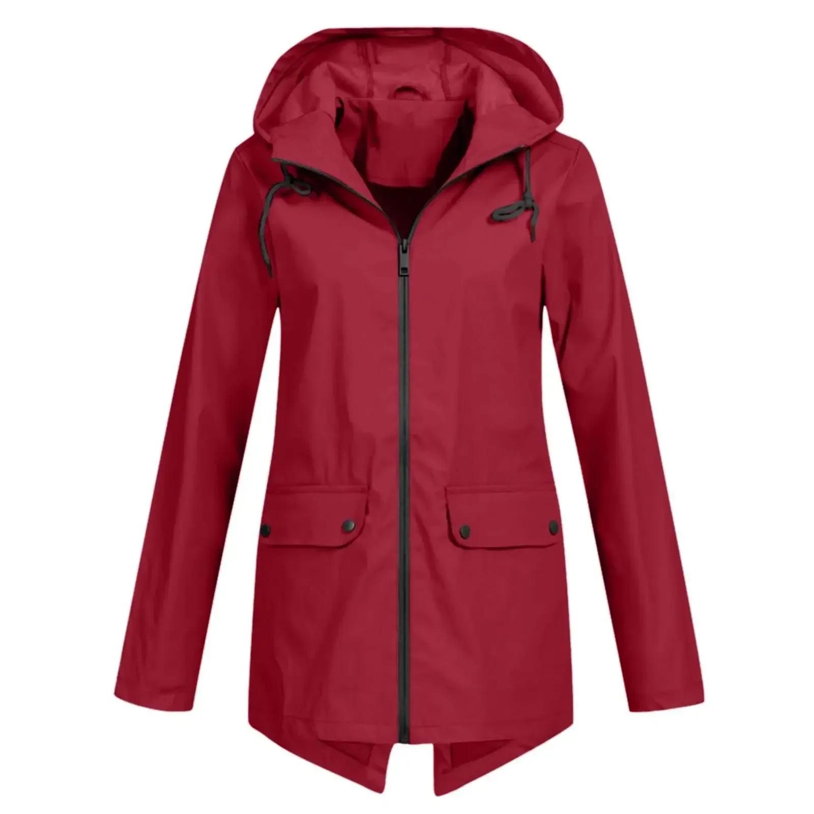 2024 New Women Jacket Solid Color Windproof Waterproof Hooded Coat Outdoor Hiking Clothes Outerwear Women's Lightweight Raincoat