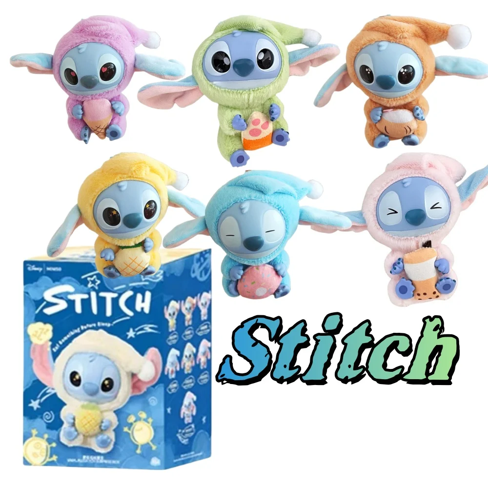 Disney Stitch Eat, Sleep Series Ciondolo scatola cieca in vinile Bambola carina Scatola misteriosa Giocattolo Bambola di peluche Regalo di festa