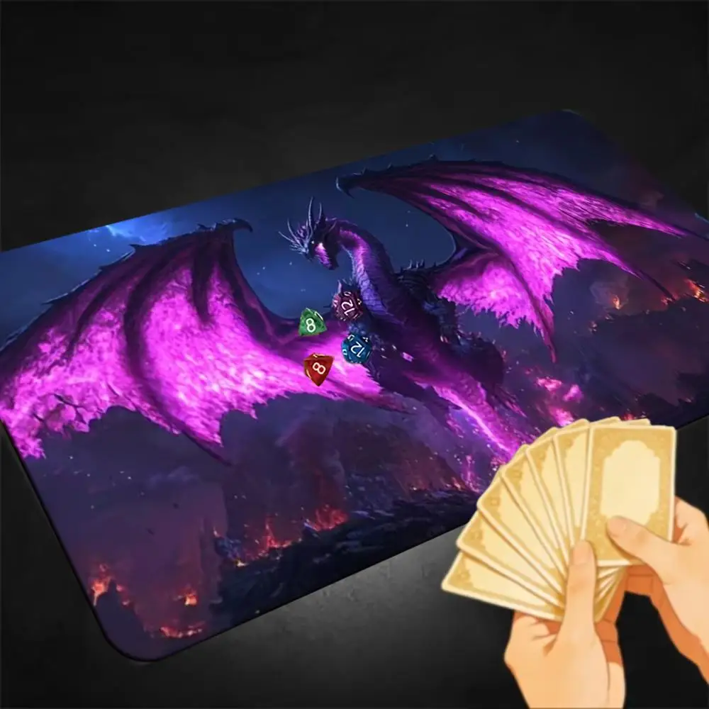 Purple Dragon14x24inch Playmat Non-Slip Rubber Material Precision Lock Edge Keyboard Desktop Pad Card battle mats PC Accessories