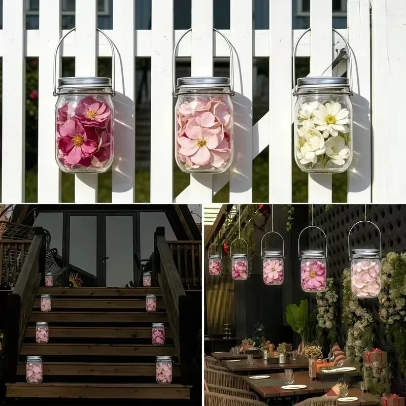 4/5/8/10Pcs DIY Decor Plastic Mason Jar Set with Hooks for Flower Arrangements Home Nighttime Lighting Accessories