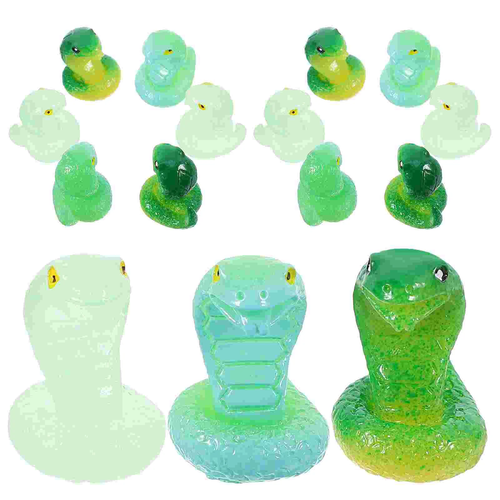 16 Pcs Micro Landscape Snake Mini Animal Figure Lovely Figurine Resin Statue Model Cartoon