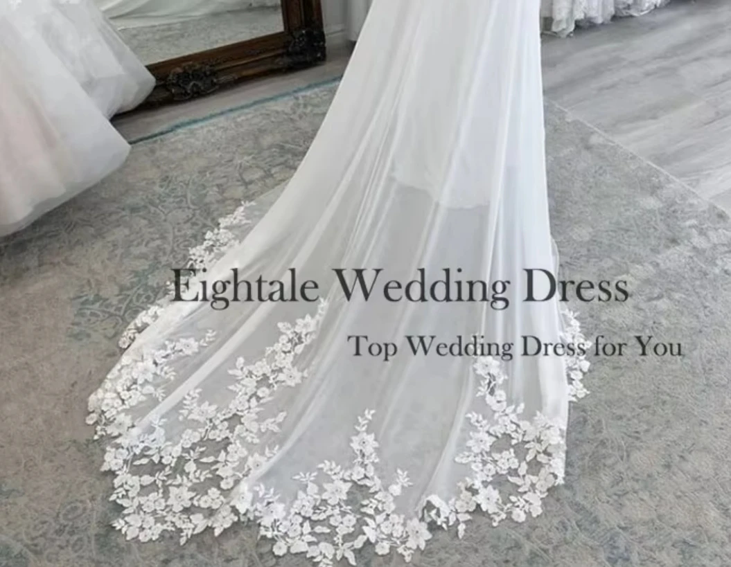 EPackage-Robes de mariée Boho, col en V, appliques en dentelle, bretelles spaghetti A-Line, personnalisées, train de cour, robe de patients