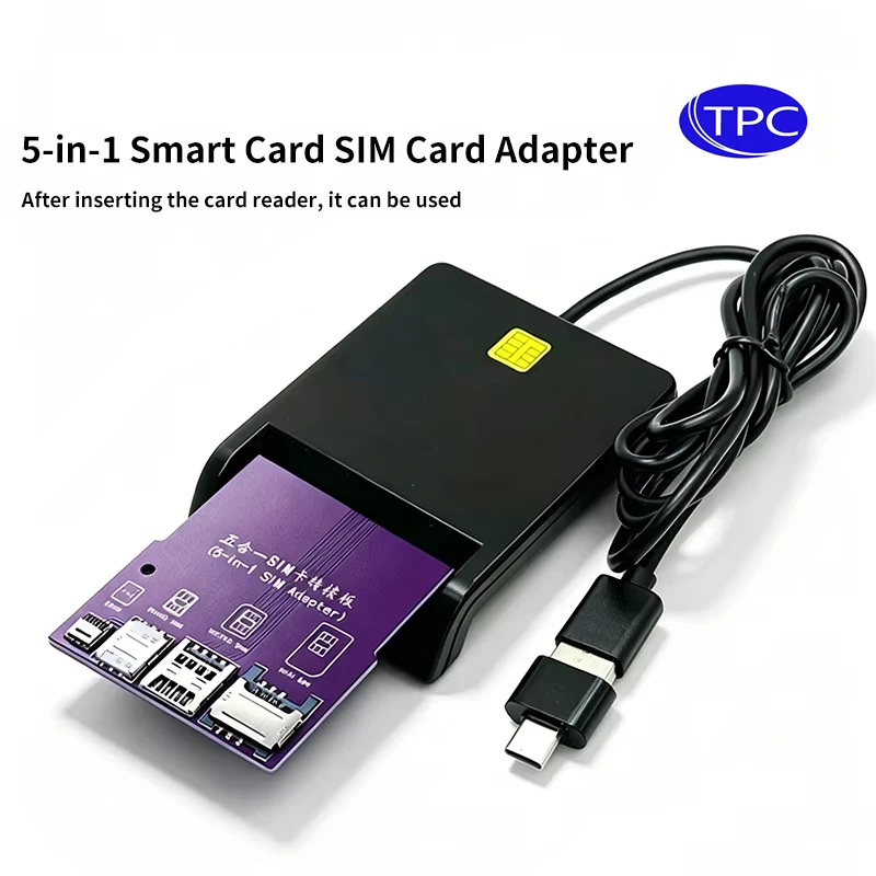 5-in-1-simカードコンバーター、標準マイクロsimカードとナノsimカード用のスマートカードicカード拡張アダプターキット