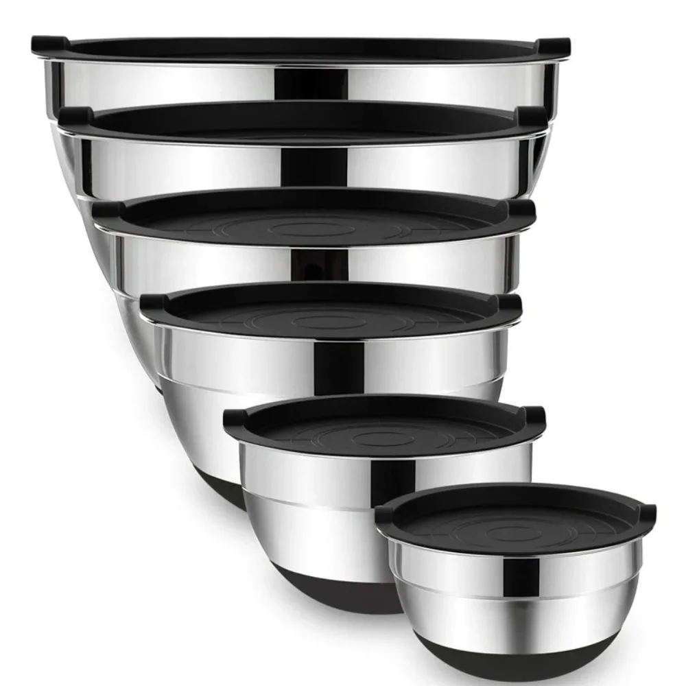 1Pcs Mixing Bowls with Lids and Non Slip Bases Stainless Steel Mixing Bowls Set for Baking Nesting Storage Bowls