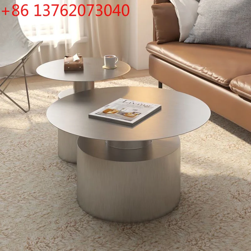 

Nordic stainless steel coffee table combination light luxury coffee table modern creative minimalism