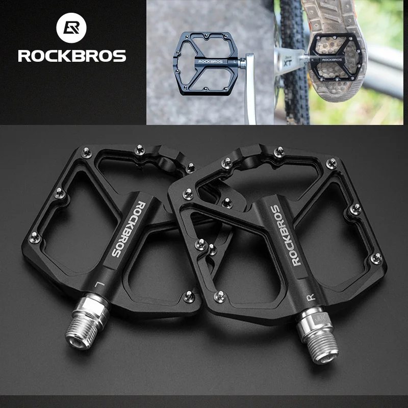 ROCKBROS Aluminum Alloy Bike Pedals Anti-slip Bicycle Pedals Ultralight Sealed Bearing One-piece MTB Road Mountain Cycling Pedal