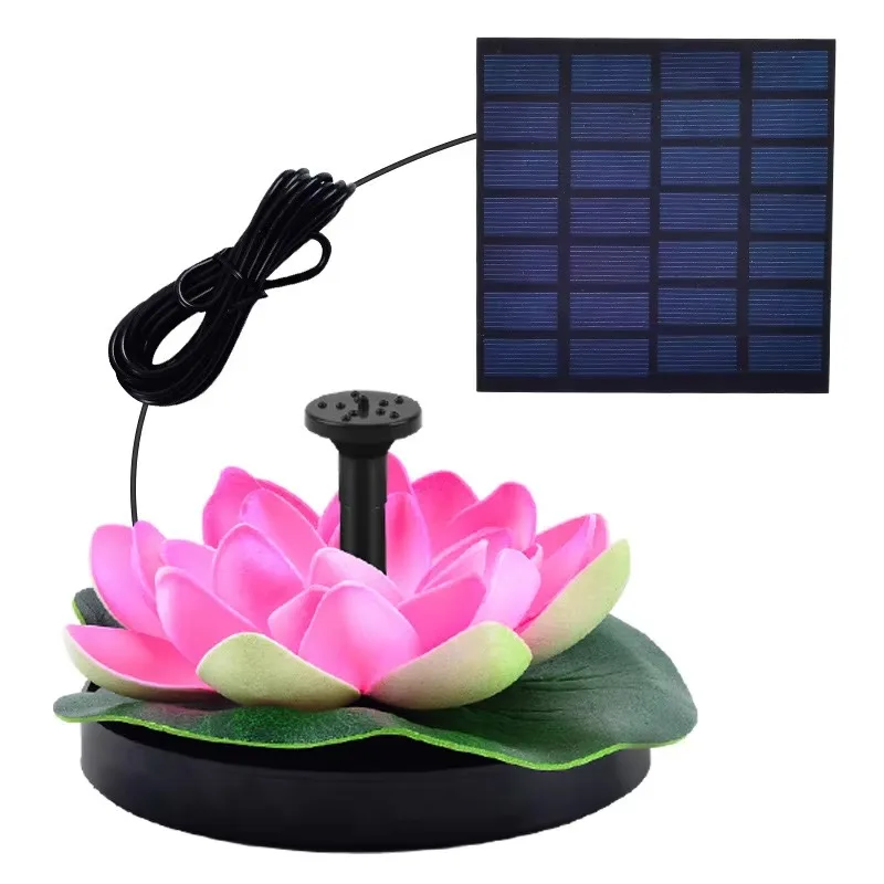 Solar Powered Lotus Fountain Pump With Multi Nozzle Design For Bird Bath Pond And Garden Water Features