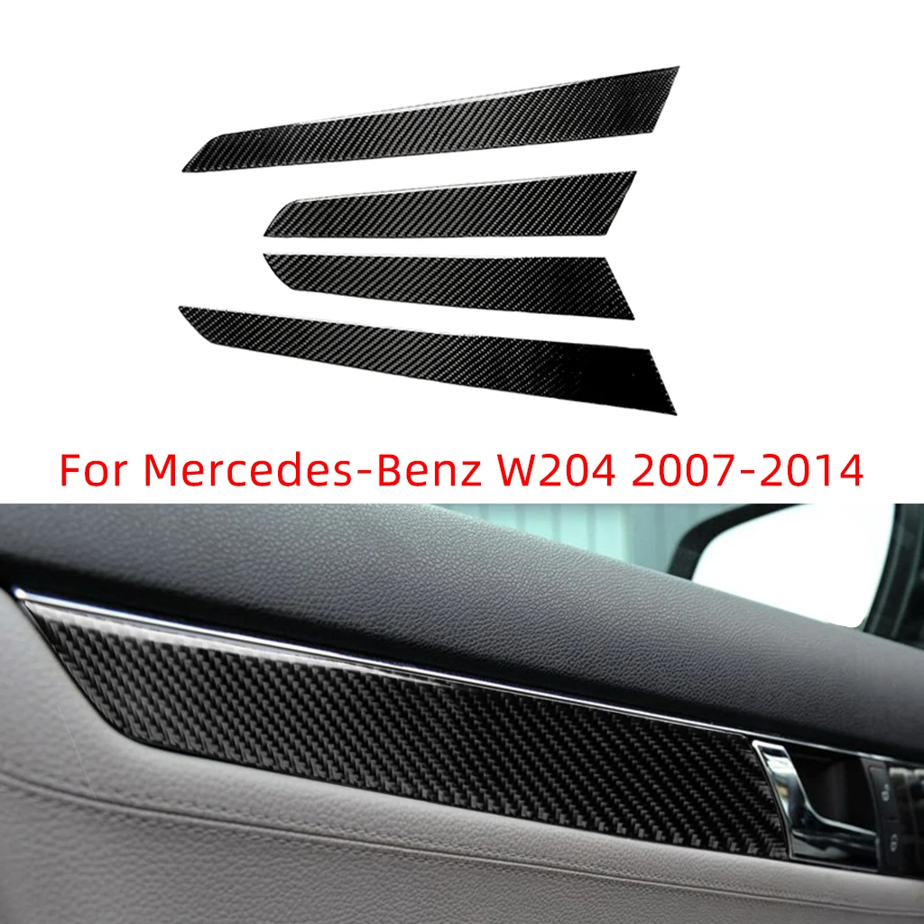 4Pcs Car Inner Door Panel Sticker Interior Trim decals 3K Carbon Fiber Anti-scratch decoration for Mercedes-Benz W204 2007-2014