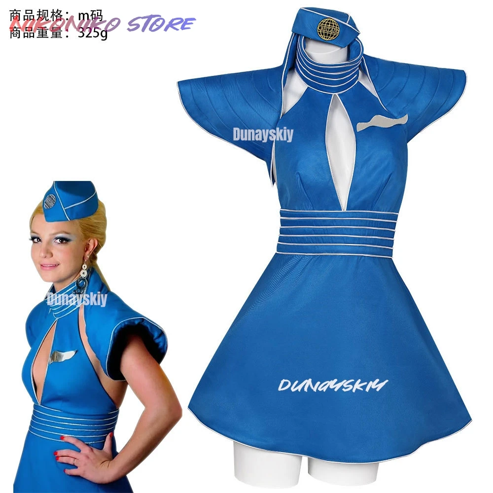 

Britney Cosplay Spears Slave 4 U Costume Britney Stewardess Women Stage Performance Dress Skin New 2026