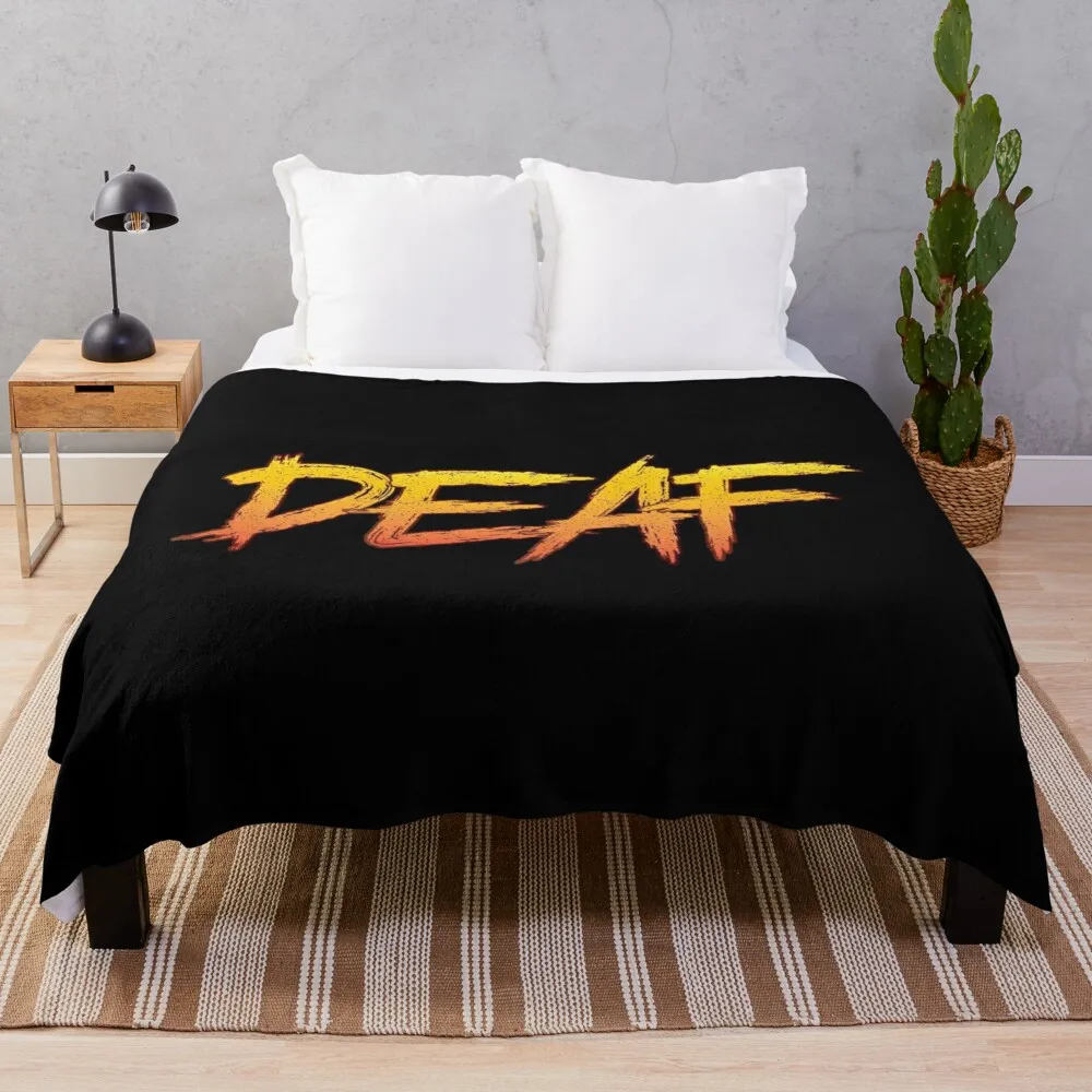 Deaf - Distressed Typography Throw Blanket anime Thermal Sofa Quilt Softest Blankets