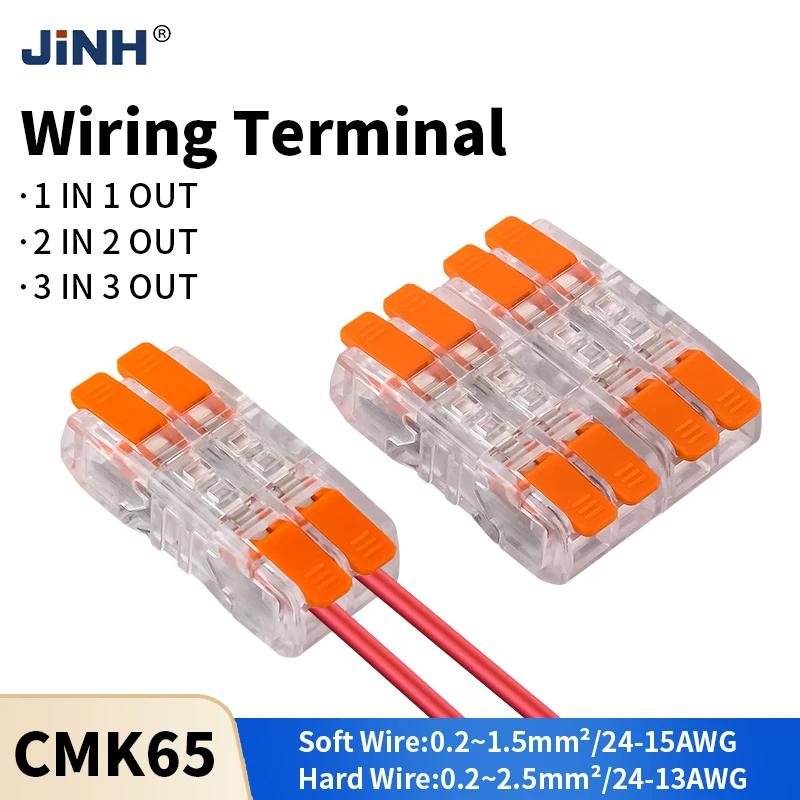 JINH 10pcs Electrical Wire Connector Universal Parallel Compact Splicing Terminal Block Plugable Transparent Cable 0.2-2.5mm²