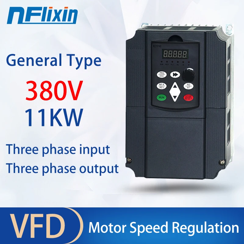 NFlixin 380V 11KW/15KW/18.5KW/22KW/30KW/37KW/45KW/55KW VFD Variable Frequency Inverter for Motor Speed Control Converter