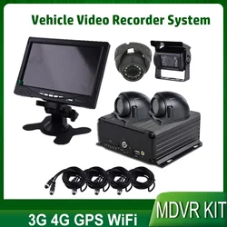 Wholesale 4 Channel HDD SD Card Mobile DVR Set AHD 1080P Car Monitor Camera MDVR Kits With GPS WIFI 4G Optional For Bus