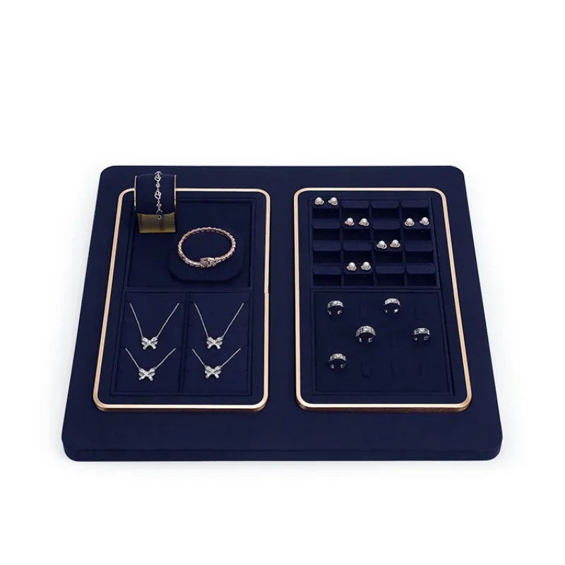 Blue microfiber metal jewelry display panel display panel live broadcast room display panel ring bracelet jewelry display props