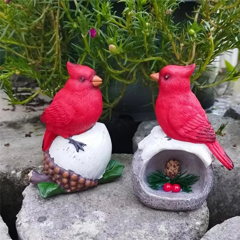 

Фигурка красной птицы, имитация искусственных поделки ручной работы, скульптура красной птицы из смолы, декоративные украшения в виде птицы ручной работы