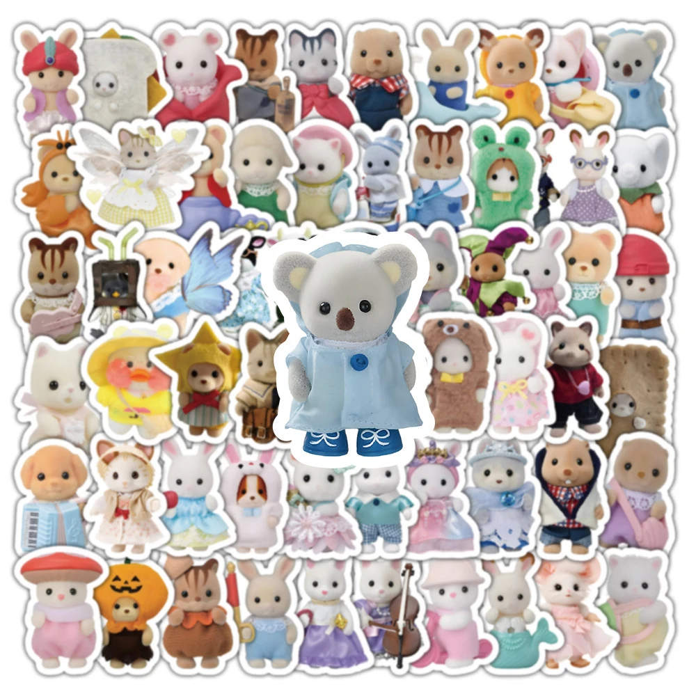 10/30/50/100pcs Kawaii Calico Critters Anime Stickers for Kids Toys DIY Scrapbooking Laptop Phone Vinyl Cute Kid DIY Sticker Toy