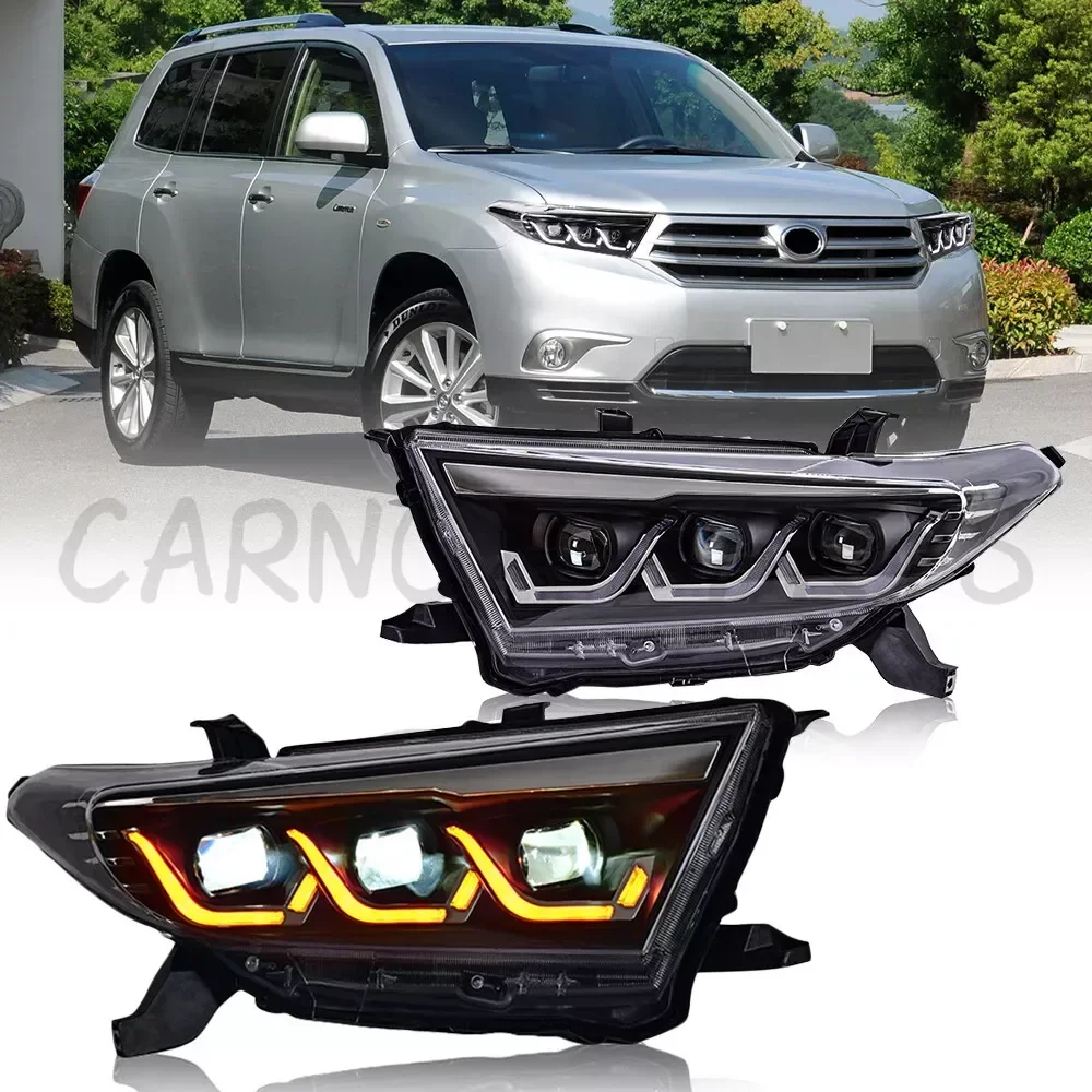 

Пара полностью светодиодных фар, подходящих для Toyota Highlander 2012 2013 2014, передние фары в сборе, передняя лампа, последовательный поворотный сигнал DRL