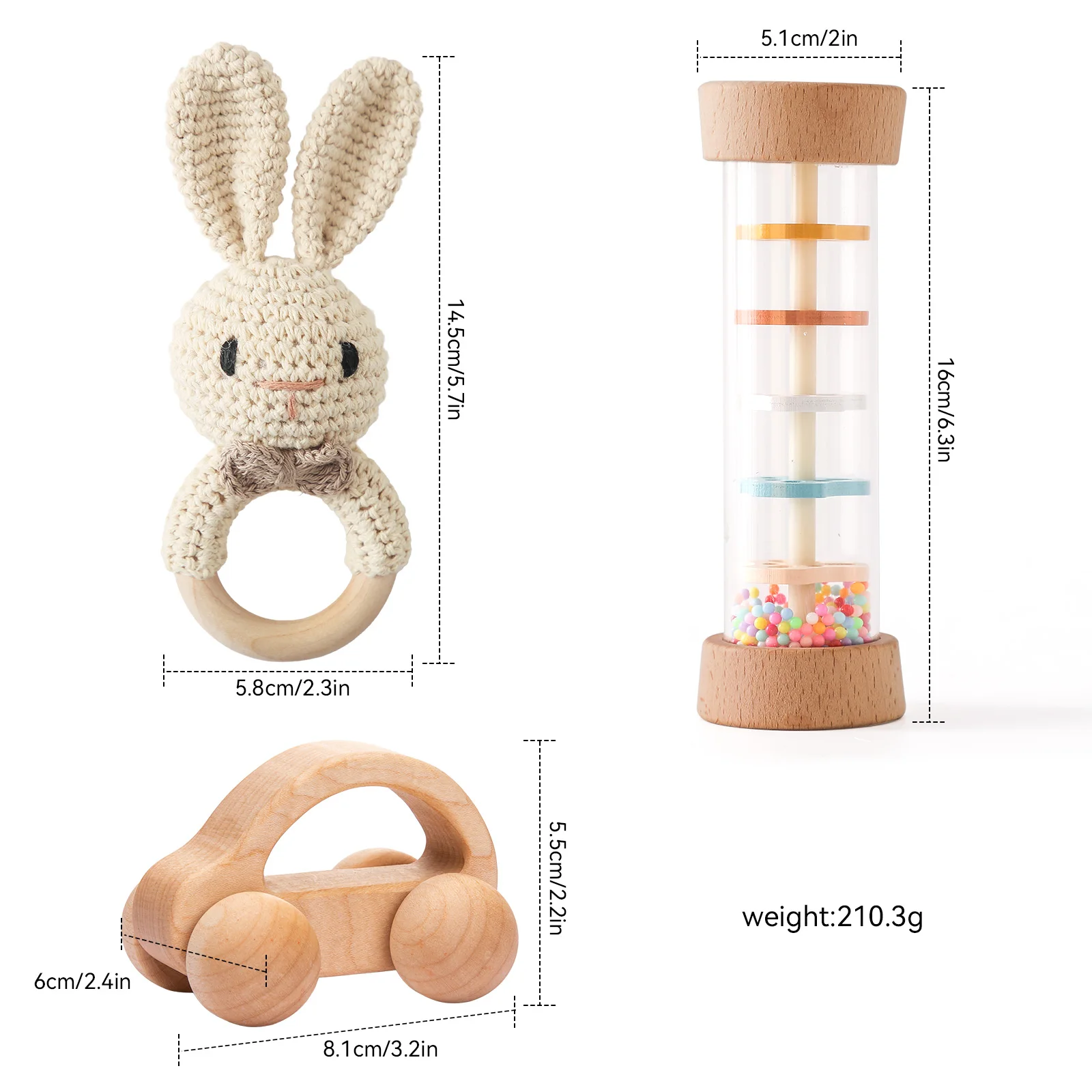 Regen-Sound-Zylinder-Set, Stressabbau-Holzspielzeug für Kinder, sensorisches Kombinationsspielzeug für Kleinkinder, beruhigendes Rasselspielzeug zum Schlafen