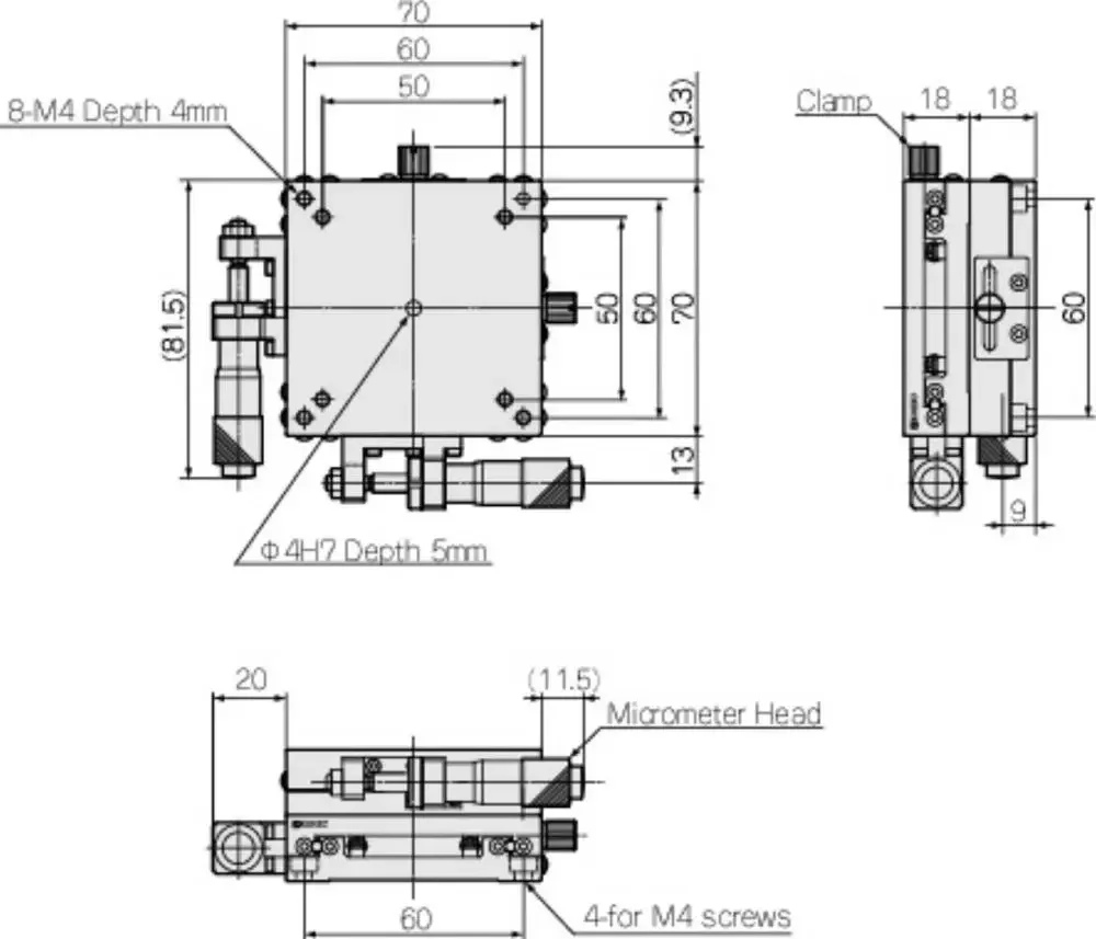 KOHZU GXM07S-S1 manual XY axis precision cross rail fine-tuning displacement sliding table steel 70*70mm table