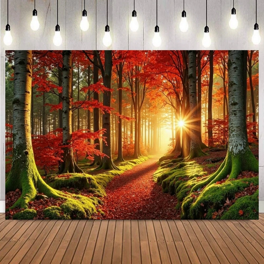 

Осенний клен, лес, дерево, фон для фотосъемки, осенний природный пейзаж, падающие листья, окно, река, фон для фотостудии, реквизит