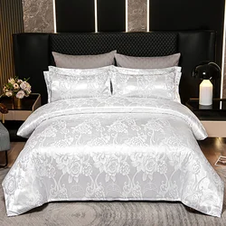 King Queen size White Red Bedding Set Wedding Bed set Jacquard Cotton Duvet Cover Bed set Bedlinen Bed cover nordico cama