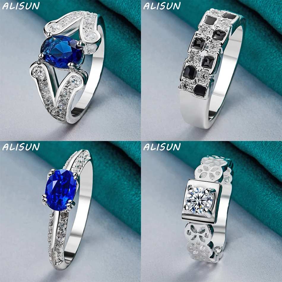 

ALISUN 925 Sterling Silver Size 7-10 Zircons Geometric Ring For Women Men Grace Jewelry Trend Fashionable Birthday Party Gifts