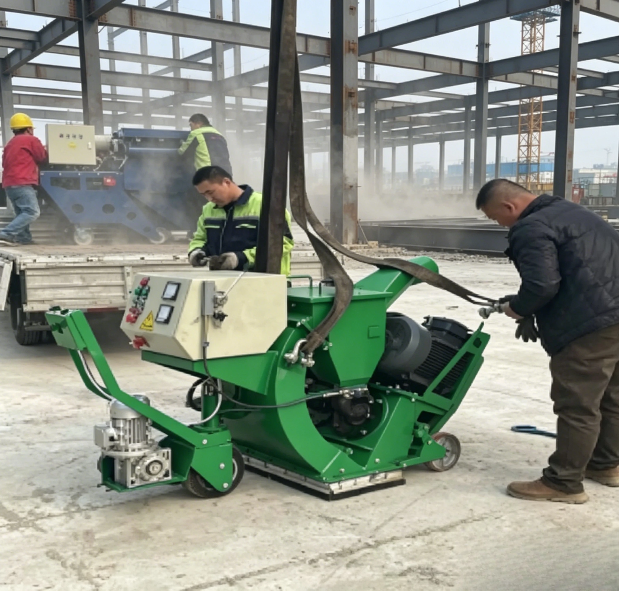 Machine de sablage portative pour la préparation des surfaces routières / Sablageuse horizontale