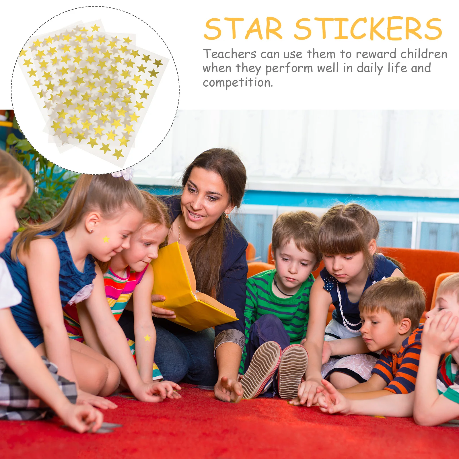 

54 per Sheet 40 Sheets Reward Stickers Child Decoration Aluminum Foil Star Scrapbook Kids Classroom Kindergarten