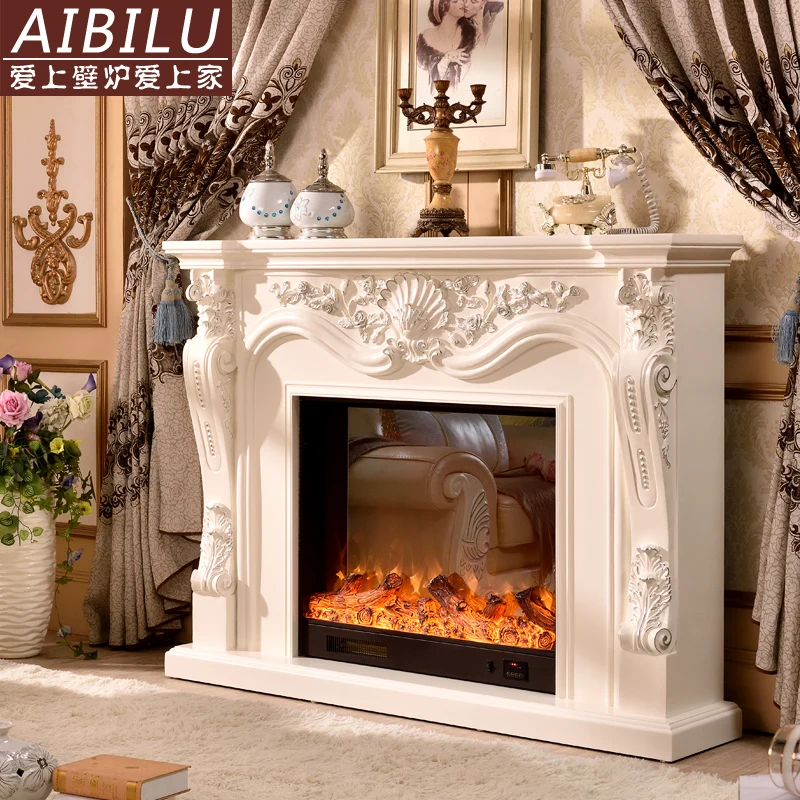 European fireplace American country mantel Solid wood decorative cabinet Furnace core Luxury carved living room decoration 1.3/1