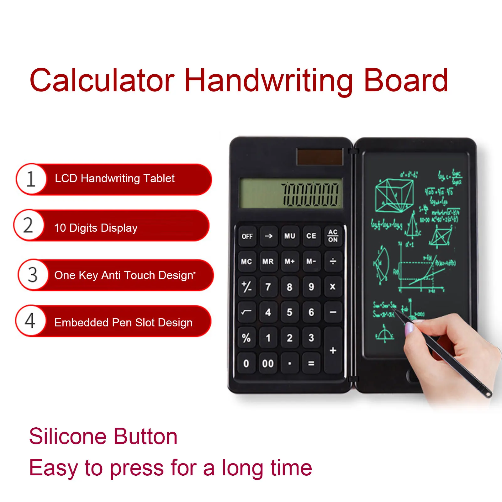 【Nuevo】Calculadora de escritorio Calculadora de escritorio multifuncional con energía solar y tableta de escritura