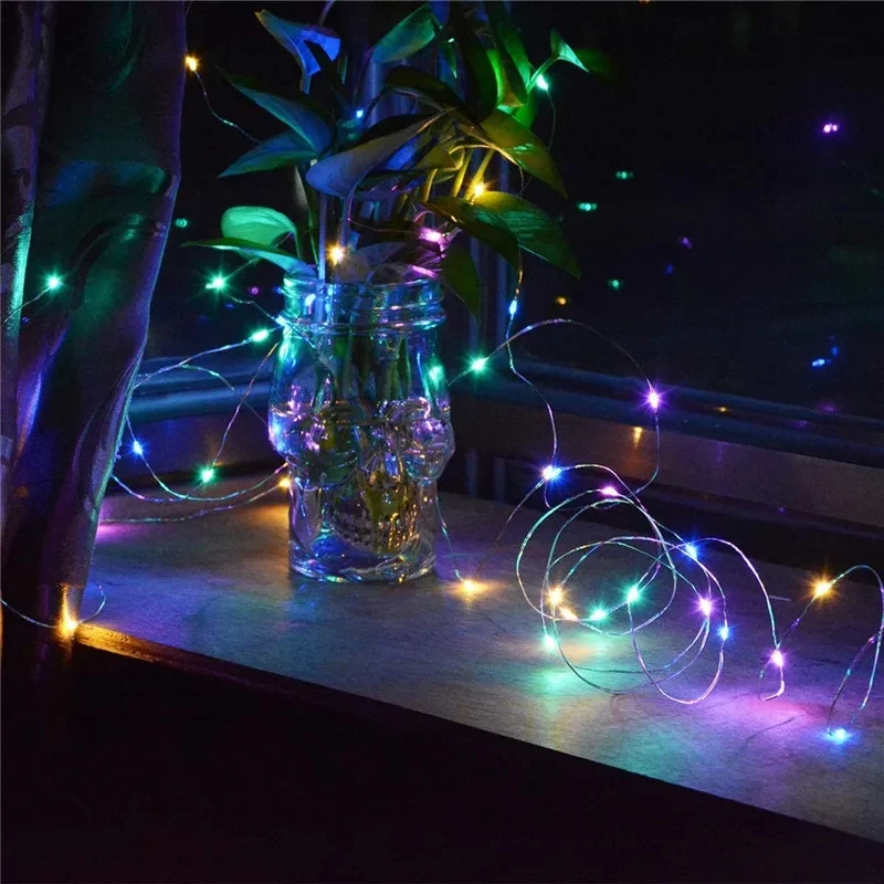 LED Outdoor Light String Fairy Garland Battery Power Copper Wire Lights For Christmas Festoon Party Wedding 8 Colors