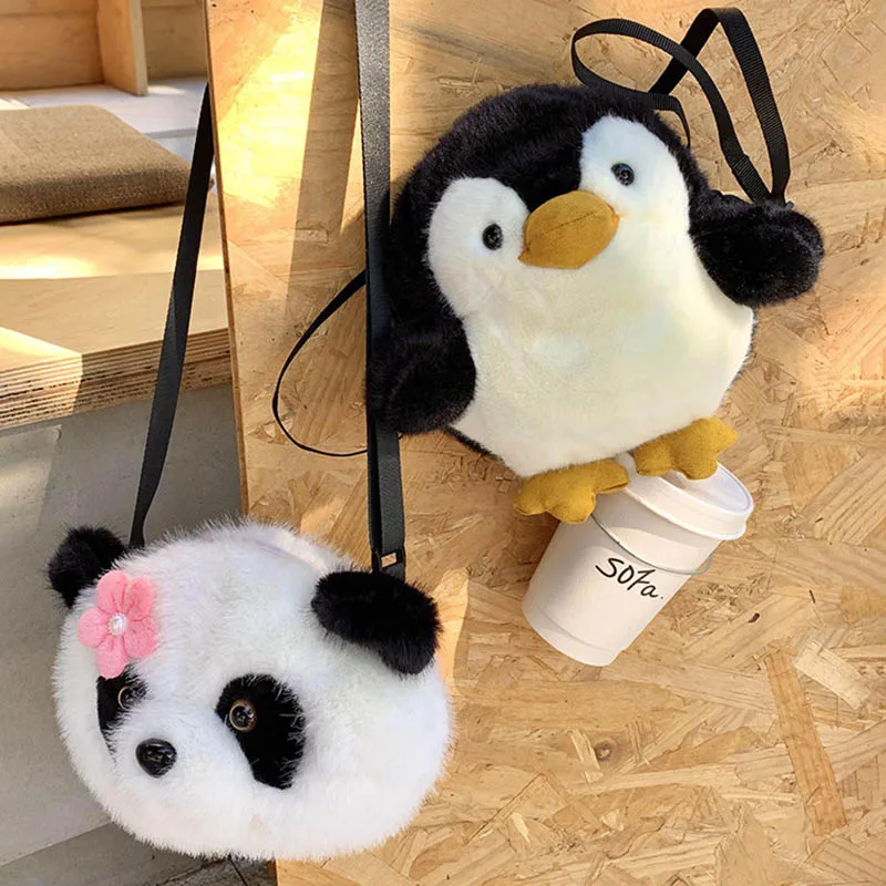 Nuevo bolso cruzado de pingüino de peluche de dibujos animados, muñeca de juguete, lindo pingüino Animal, monedero de peluche, mochila de viaje, regalo para niños