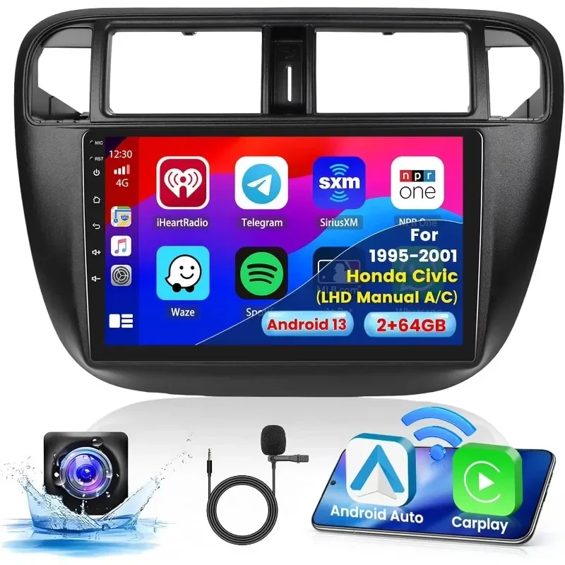 

Автомобильная навигация 9-дюймовый Android 13 стерео радио GPS FM беспроводной Carplay совместимый для Honda Civic 1995-2000