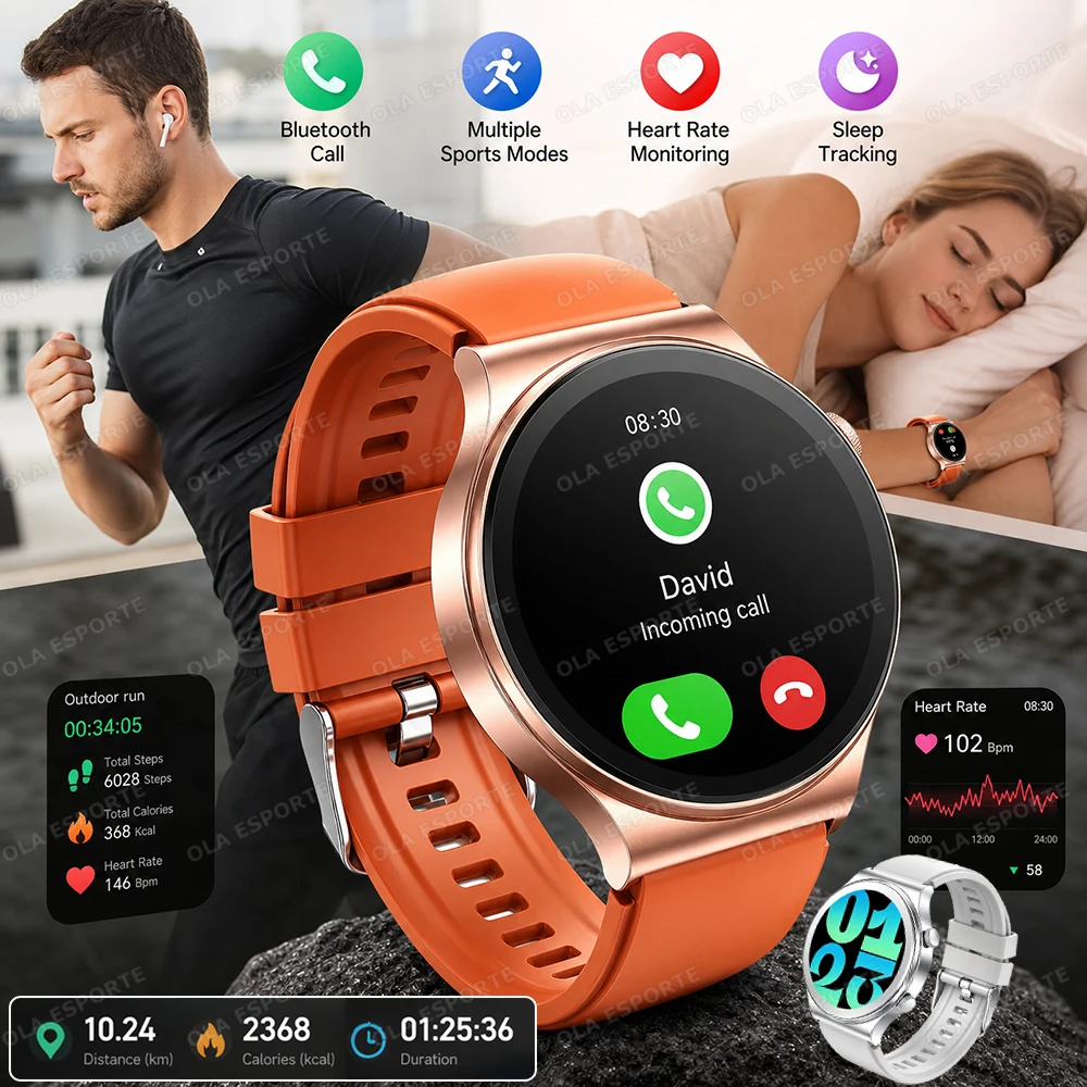 Ola Esporte Smartwatch EKG-Überwachung Bluetooth-Anruf Herzfrequenz Blutsauerstoff GPS-Bewegung Drahtloses Laden Smartwatch 2026 HW12