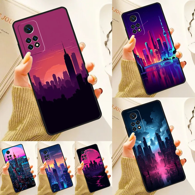 

Чехол с изображением неонового пейзажа города для Samsung Galaxy S24 Plus S23 S20 S21FE Lite S22 Ultra Note 20 S8 S9 S10