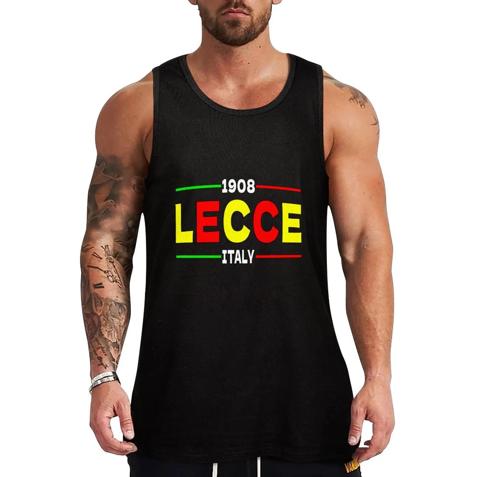 

Lecce Italy 1908 Classic Tank Top t-shirt Men's summer clothes man 2025 Men's gym clothing sleeveless vest men