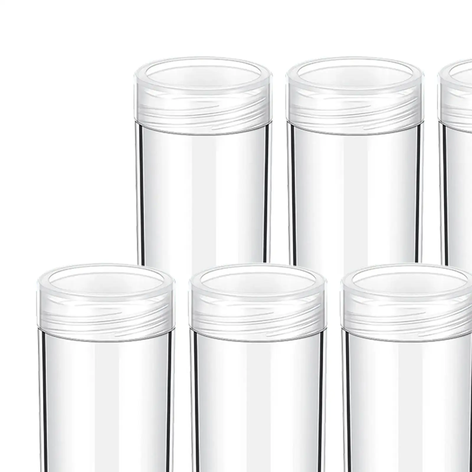 Round Clear Coin Case Tubes ABS Plastic Storage Box Screw on Lid Coin Protection for Collection Coins