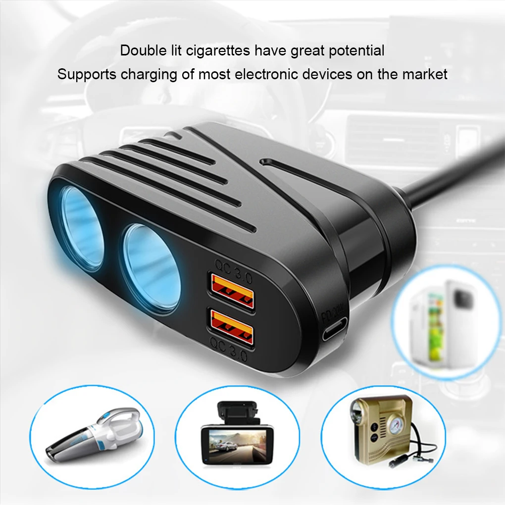 

Plastic Convenient And Durable Cigarette Lighter Splitter For Car Charging Easy-to-install