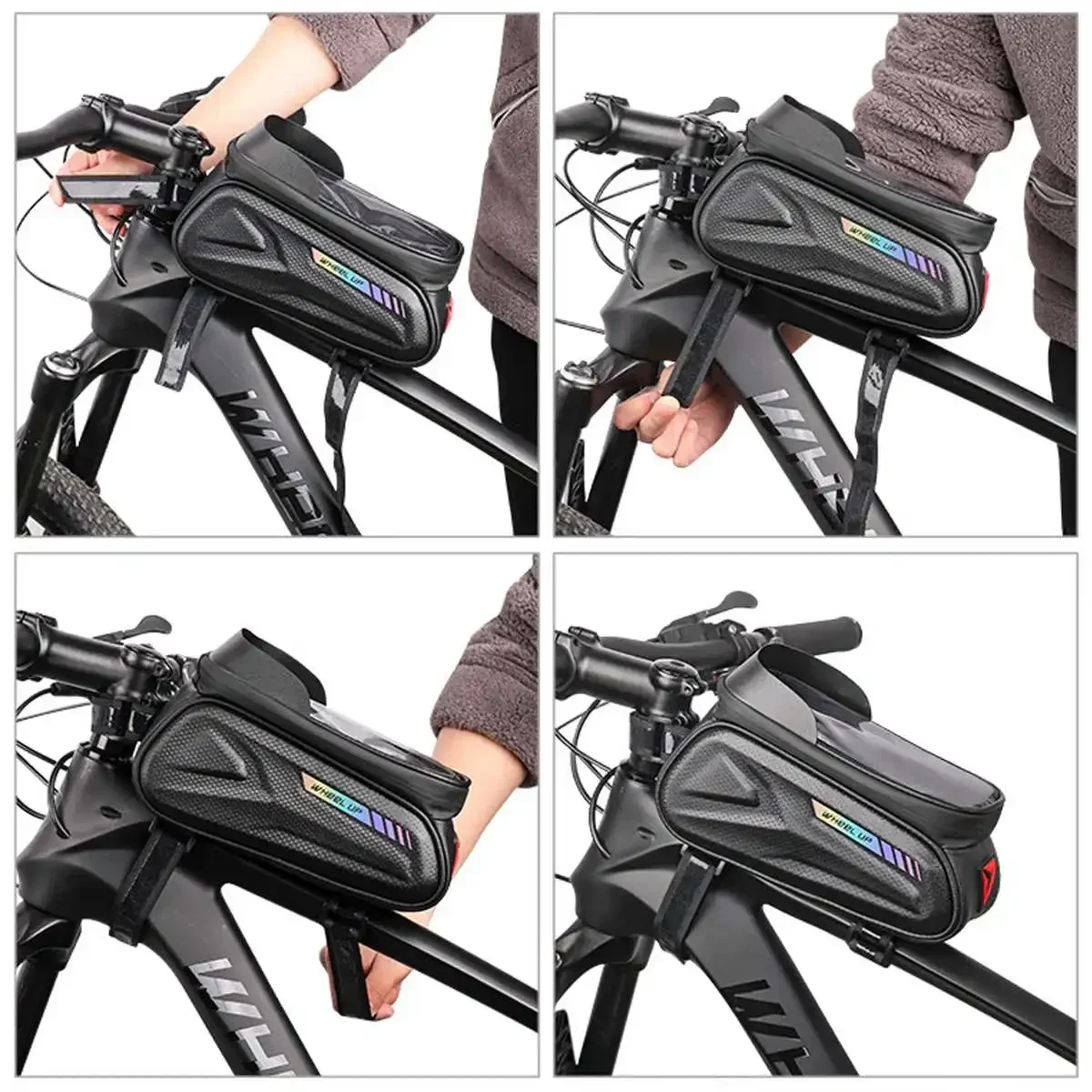 7 بوصة جراب هاتف الدراجة اكسسوارات 1.8L دراجة حقيبة مقاوم للماء شاشة تعمل باللمس الدراجات حقيبة العلوي الجبهة أنبوب الإطار الجبلية الطريق دراجة حقيبة