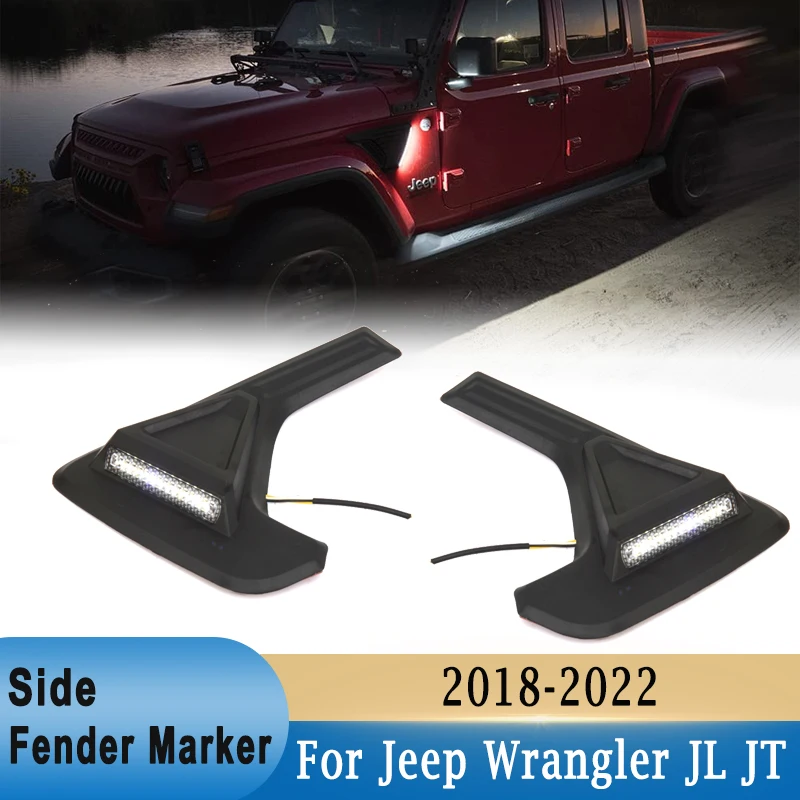 

For Jeep Wrangler JL JT 2018-2022 Side Fender Marker Light Reverse Working Lamp Welcome Pedal Lights No Punch Installation