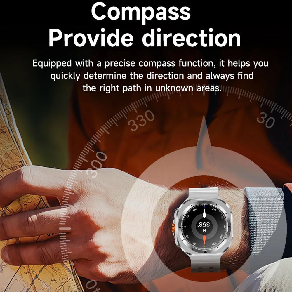 جديد في الهواء الطلق الساعات الذكية الرجال لفتة التحكم بلوتوث دعوة Smartwatch SOS النساء الرياضة اللياقة البدنية البوصلة معدل ضربات القلب مقاوم للماء