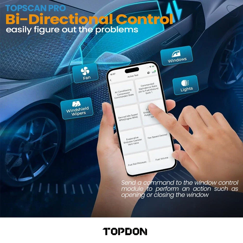 TOPDON TopScan Pro Bidirectional OBD2 Scanner Bluetooth for iOS & Android All System Diagnostics, 13+ Resets Car Scanner, FCA AutoAuth, CAN FD, AI-Powered Repair Guide, Live Data, Smog Check