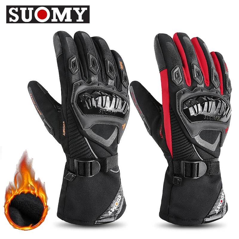 Newly Upgraded Suomy Winter Warm Motorcycle Gloves Waterproof Motocross Racing Gloves full finger Protective Gear Touchscreen