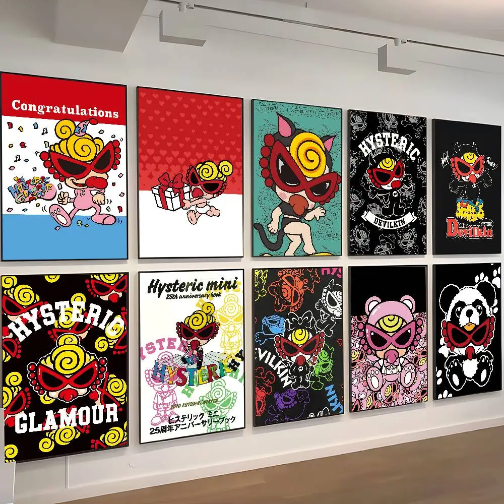 Fashion H-Hysteric M-Mini Self-adhesive Art Poster Fancy Wall Sticker for Living Room Bar Decoration Vintage Decorative Painting